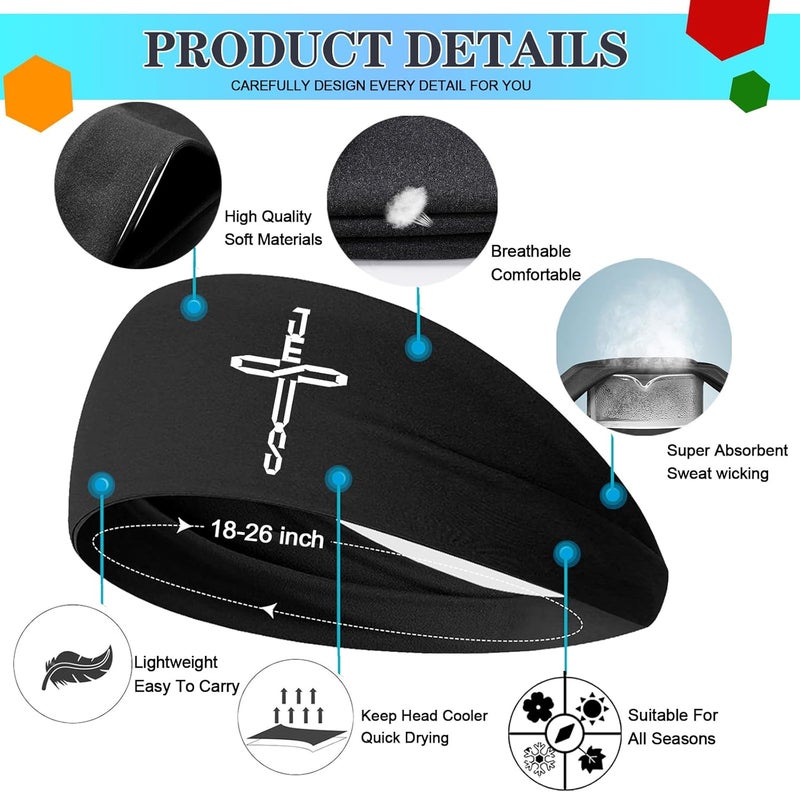 FACITE Headbands for Men Women 3pcs Sweat Bands Headbands Men Sweatbands Women - Image 3
